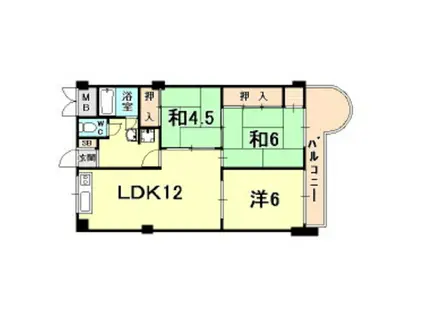 東朋第一マンション(3LDK/5階)の間取り写真