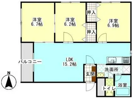 ヒーローマンション御成町(3LDK/2階)の間取り写真