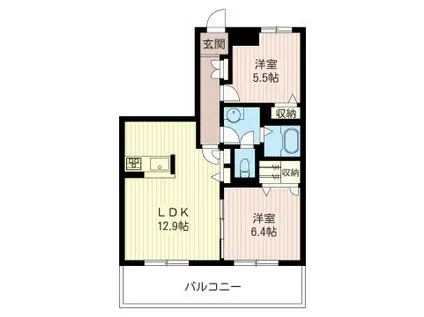 ラ・プレッソ 202(2LDK/2階)の間取り写真