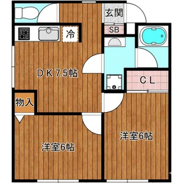 レーベンハイム(2DK/1階)の間取り写真