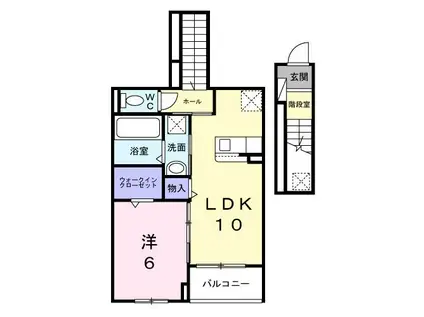 ベル・コリーヌB(1LDK/2階)の間取り写真