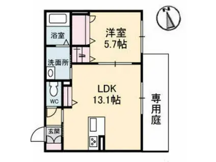 フェデリオ曙(1LDK/1階)の間取り写真