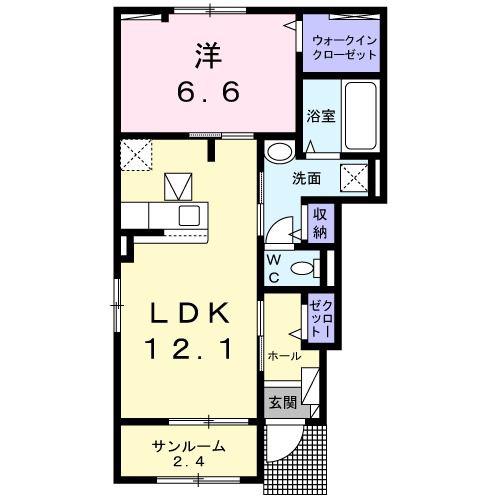 パストラル香音 I(1LDK/1階)の間取り写真