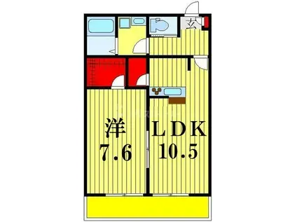 センチュリーオークB(1LDK/1階)の間取り写真