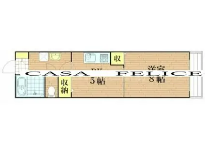 長町ビル(1DK/2階)の間取り写真