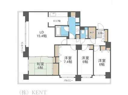 ヴェルドミール裏参道(4LDK/4階)の間取り写真