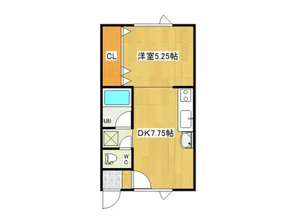 フィールドハウスⅡ(1DK/2階)の間取り写真