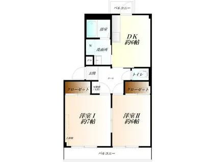 加藤ハイツ(2DK/2階)の間取り写真