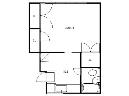 青葉ハウス(1K/2階)の間取り写真