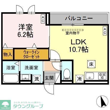 セレスティア長良 イースト(1LDK/1階)の間取り写真