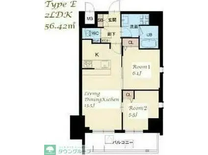 スプランディッド大山(2LDK/14階)の間取り写真