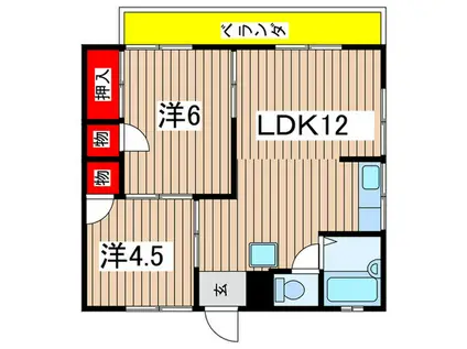 リバティマルマンII(2LDK/1階)の間取り写真