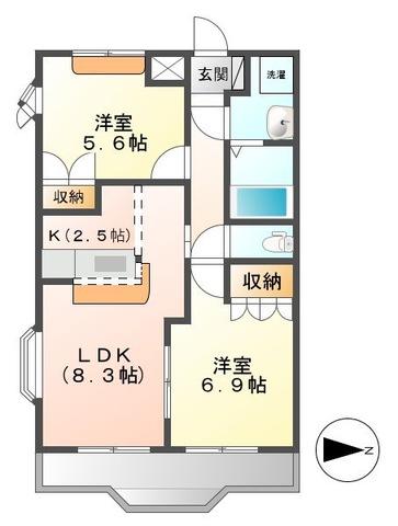 プルミエ・ラムール(2LDK/1階)の間取り写真