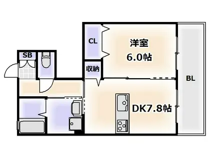 ドゥジェーム(1DK/1階)の間取り写真