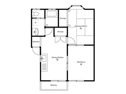 グランディあけぼの(2DK/2階)の間取り写真