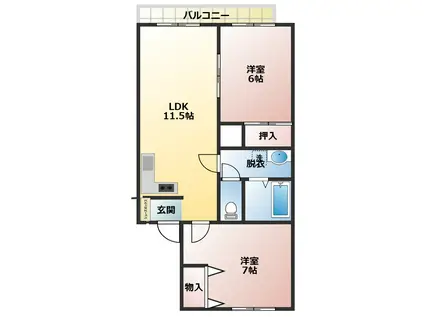 コーポサンライズI(2LDK/3階)の間取り写真