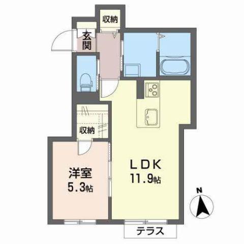 ココ シャルマンB(1LDK/1階)の間取り写真