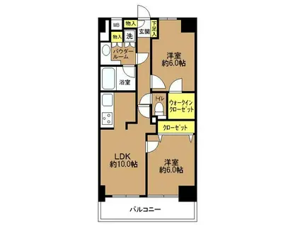 日神パレステージ東新宿イーストフォート(2LDK/7階)の間取り写真