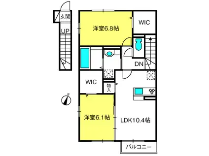 K・ユートピアB(2LDK/2階)の間取り写真
