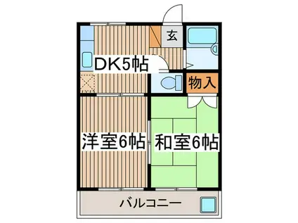 シャトー南台(2DK/4階)の間取り写真