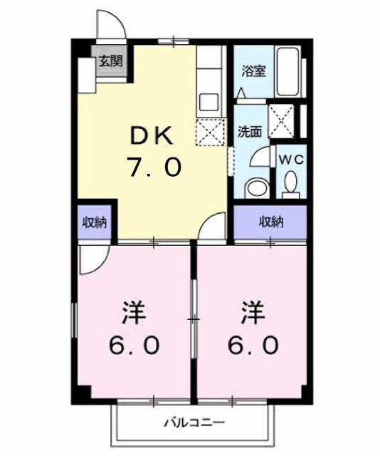 CITYSEVENIII(2DK/2階)の間取り写真