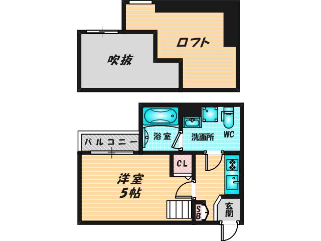 コンフォール大阪(1K/1階)の間取り写真