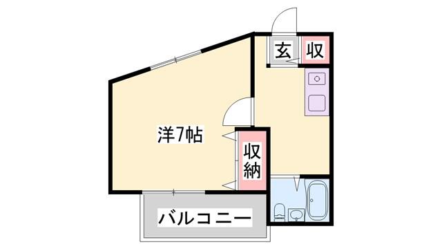 アンジェラス(1K/3階)の間取り写真