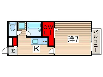 カサ・フローラブリジストン(1K/1階)の間取り写真