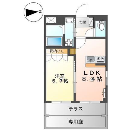 サンパレス(1LDK/1階)の間取り写真