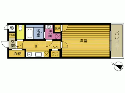 ゼノン広瀬町(1K/4階)の間取り写真