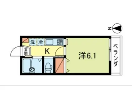 サットンプレイスエトーレII(1K/2階)の間取り写真