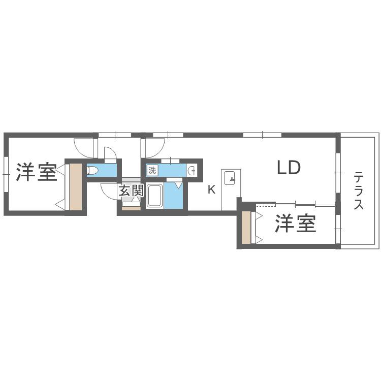 アルファスクエア宮の森2条(2LDK/1階)の間取り写真