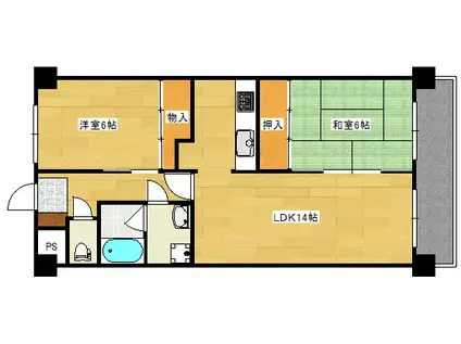 メゾン山嘉III(2LDK/3階)の間取り写真