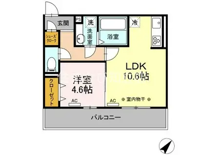 K.アリビオ(1LDK/3階)の間取り写真