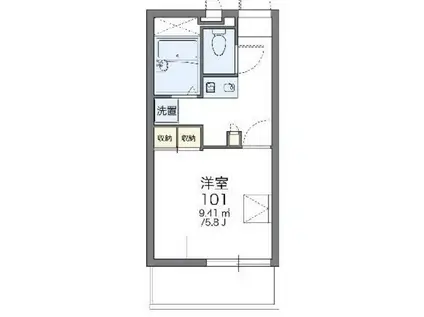 レオパレスクレール川崎(1K/1階)の間取り写真