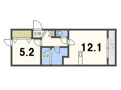 ボヌール(1LDK/2階)の間取り写真