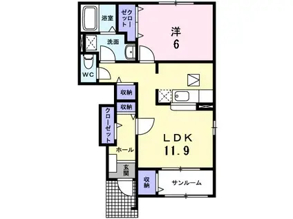 デンファレ II(1LDK/1階)の間取り写真