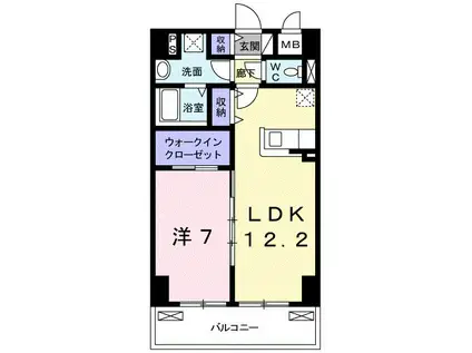 エスペランサ国立(1LDK/7階)の間取り写真