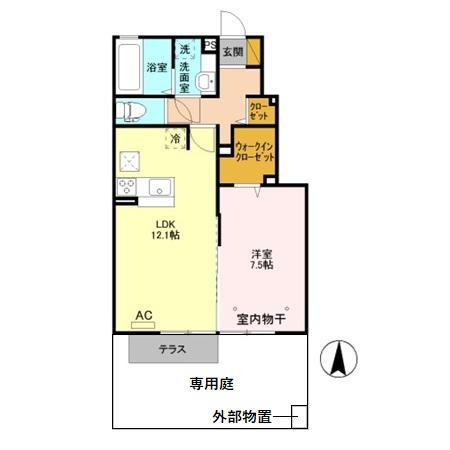 アピオンA(1LDK/1階)の間取り写真