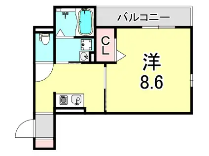 ペルスネージュ岡田(1K/1階)の間取り写真