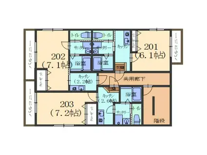 アスパイアI(1K/2階)の間取り写真