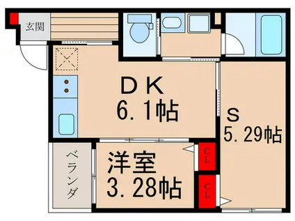 CHERRY BLOSSOM 市岡元町(1SDK/2階)の間取り写真