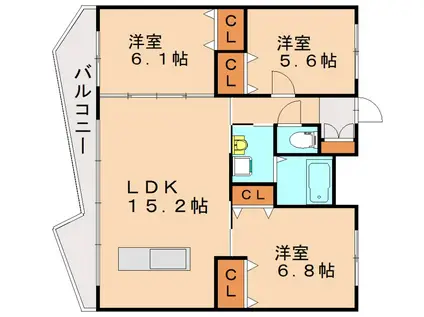 KSK中須コアプレイス(3LDK/8階)の間取り写真