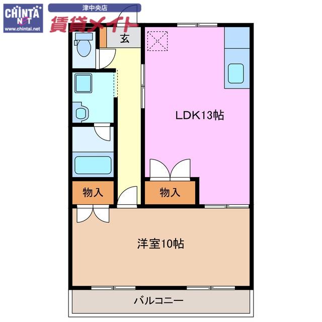 ハナトピア(1LDK/2階)の間取り写真