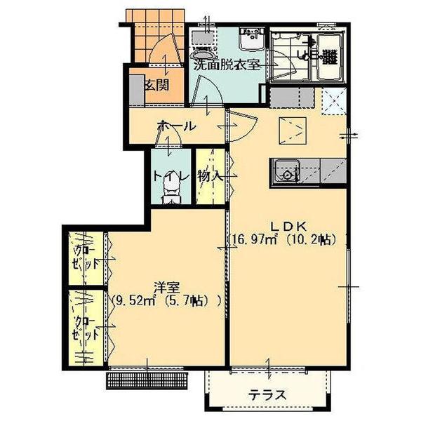 ヴィラ・イシハラII(1LDK/1階)の間取り写真