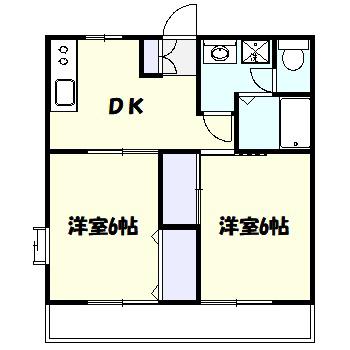 ルミエール宮崎台(2DK/1階)の間取り写真