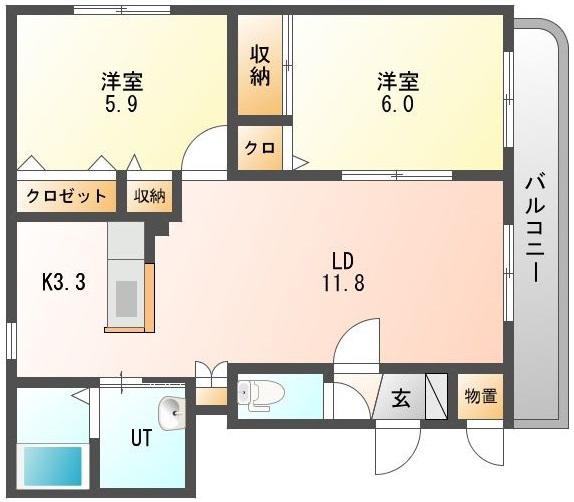 ノースコート23 (2LDK/2階)の間取り写真