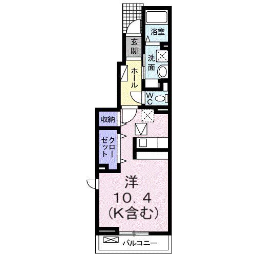 ローゼンハイムK I(ワンルーム/1階)の間取り写真