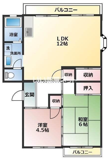 ハイツメヤー(2LDK/2階)の間取り写真