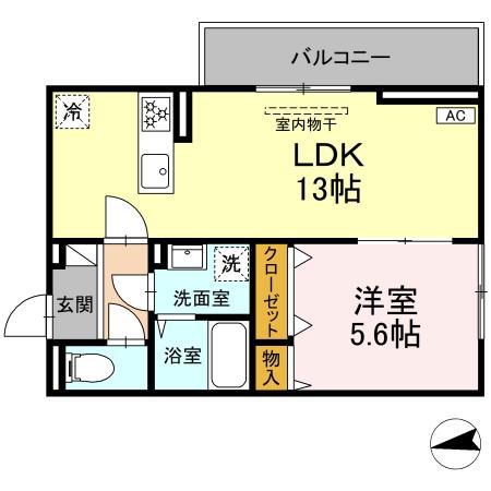 ベルディール(1LDK/1階)の間取り写真